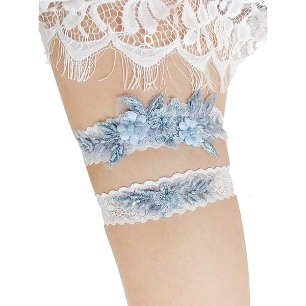 blue lace garter belt Adelaide Satin & Lace Garter Belt main image 0