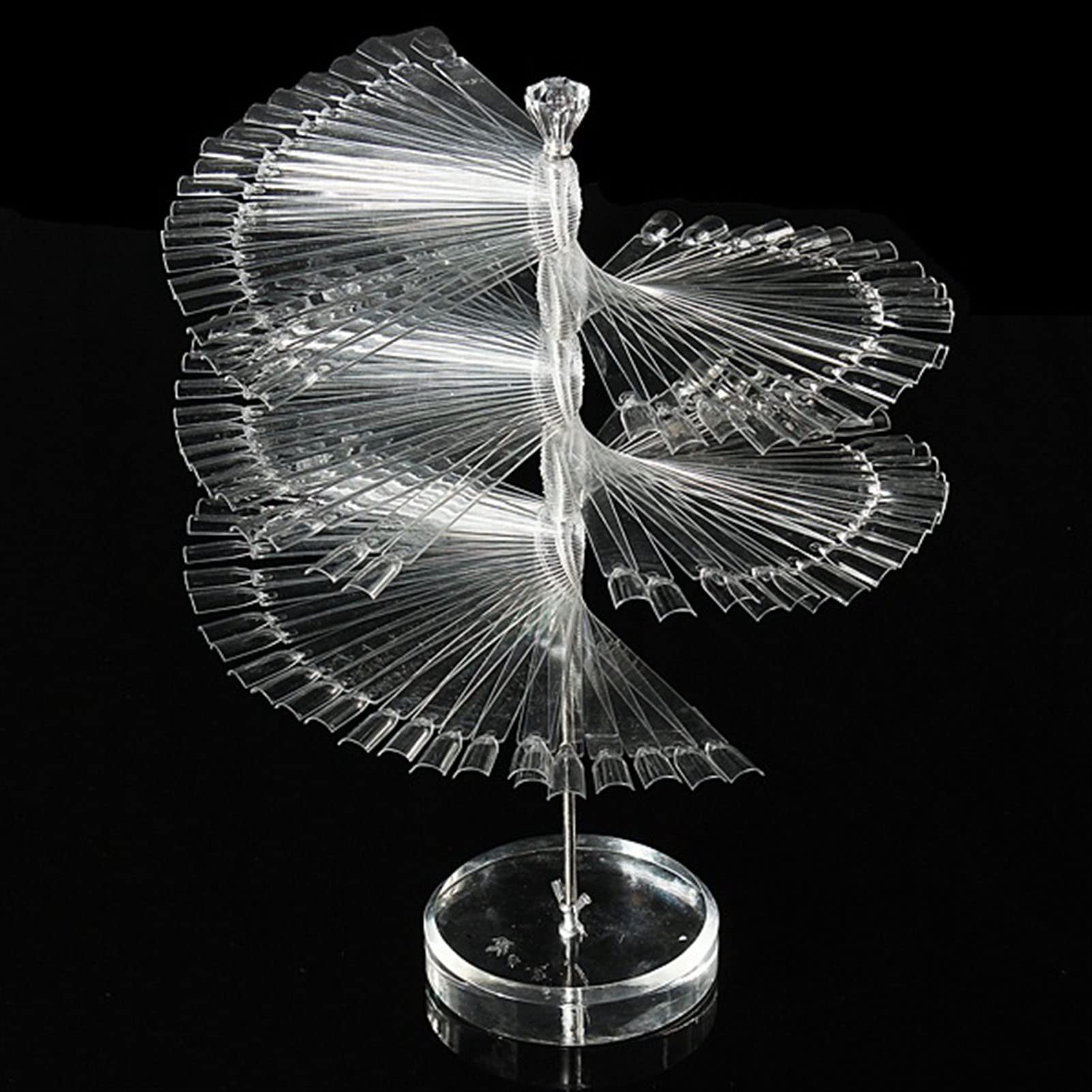 Nail Tips Display Stand, Spiral Fake Nail Art Tips Colour Sticks 120 Sticks Nail Sample Stand Multifuncational Nail Polish Gel Colour Display Sticks Practice Tools for Salon (Transparent Color)