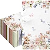 100Pcs Easter Napkins, Bunny Floral Easter Paper Napkins, Rabbit Flowers Spring Seasonal Disposable Paper Dinner Hand Napkin Towels for Happy Spring Eater Decorations