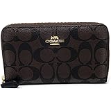 Coach Medium Zip Around Wallet in Signature Canvas (Brown/Black)