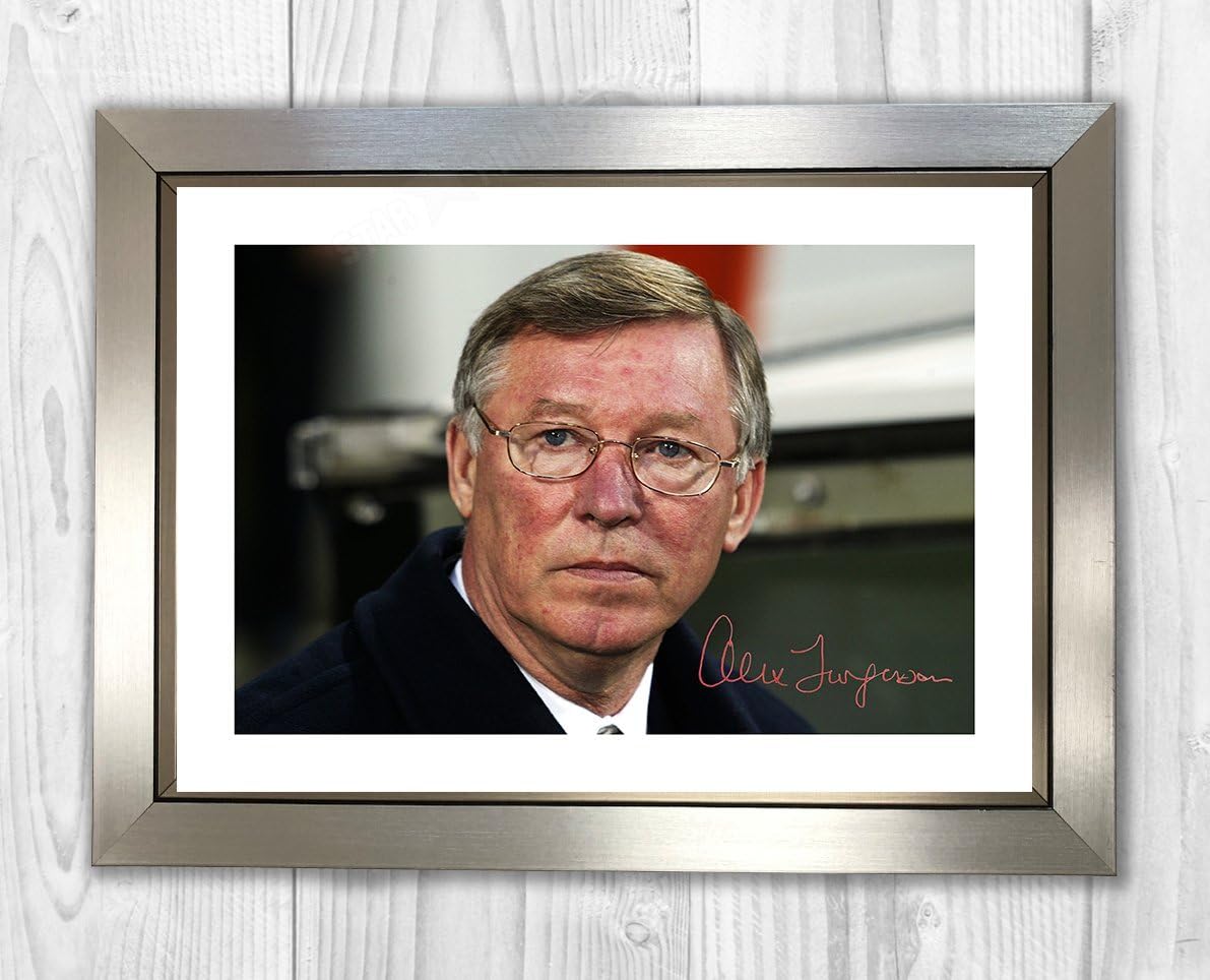 Engravia Digital Alex Ferguson (1) Poster Signed Autograph Reproduction Photo A4 Print Silver frame)