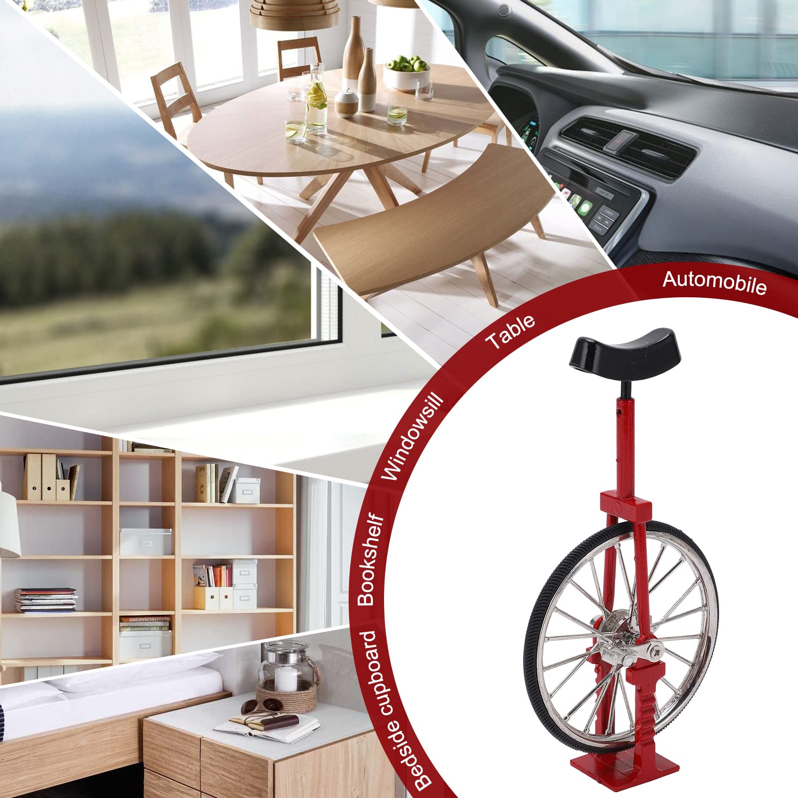 Mini Finger Bike Model, Exquisite Simulated Unicycle Ornament, AlloyTextured Single Wheel Unicycle Ornament Toy