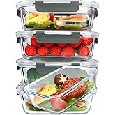 M MCIRCO [5-Packs, 36 Oz.] Glass Meal Prep Containers with Lifetime Lasting Snap Locking Lids Glass Food Containers,Airtight 