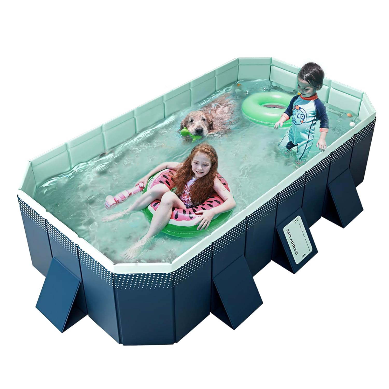 Photo 1 of *dirty from previous use.* Foldable Non-Inflatable Kids' and Adults' Outdoor Swimming Pool - Hard Plastic Shell, Kid Pool for Backyard Dog Pools (113" x 66" x 20")