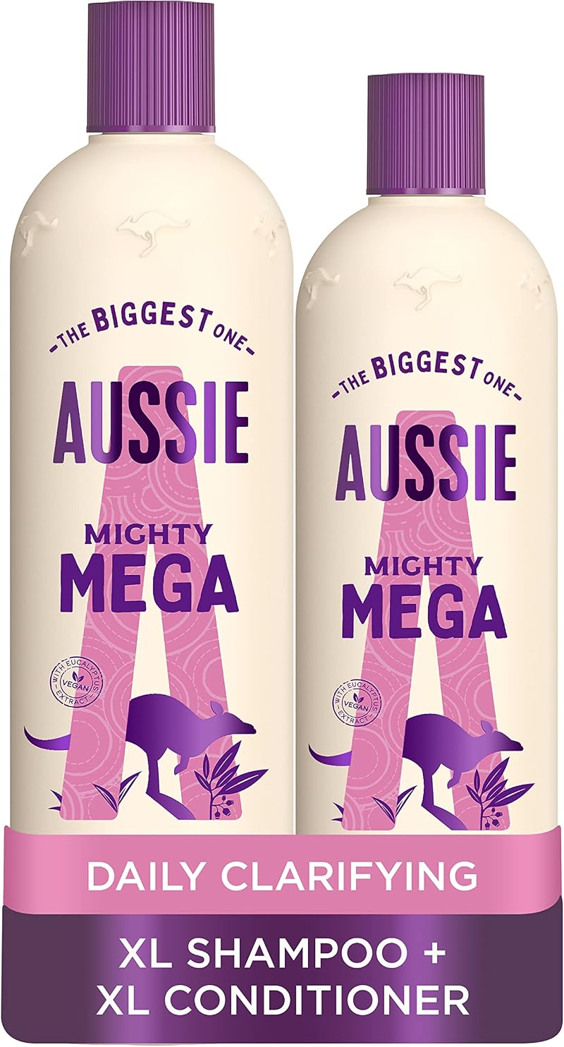 Aussie Mega Shampoo and Conditioner Set 675ml + 470ml Vegan Silicone Free