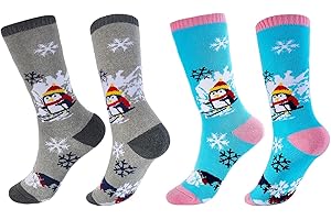 baotongle 2 Pairs Wool Winter Socks Kids Knee High Warm Thermal Snowboard Skating Socks for Boys Girls