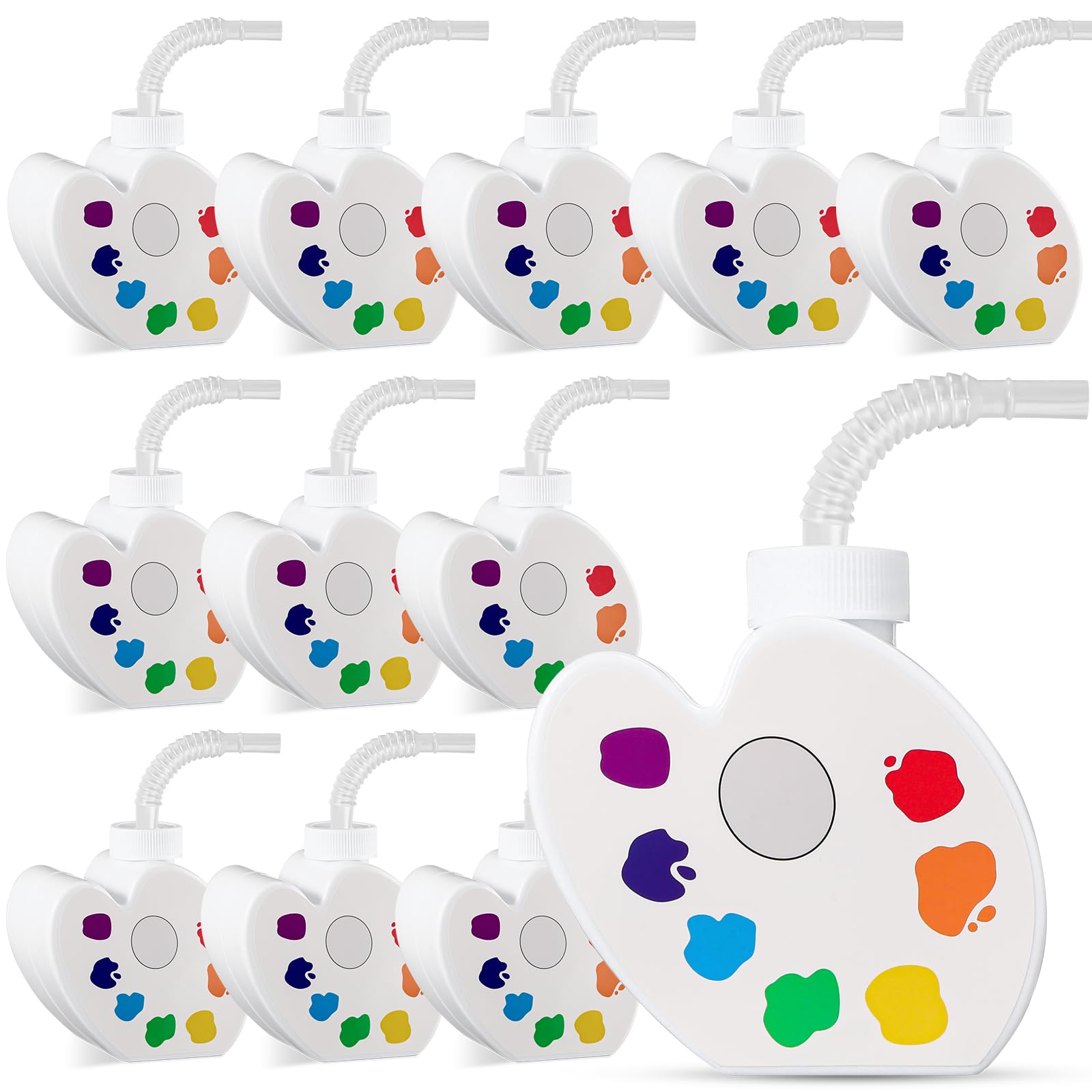 Photo 1 of (USED/FAIR) Sratte 12 Pieces Art Themed Party Supplies, Paint Party Gift Favor, 10 oz Plastic Palette Shape Cups with Straws and Lids Bulk for Birthday Baby Shower