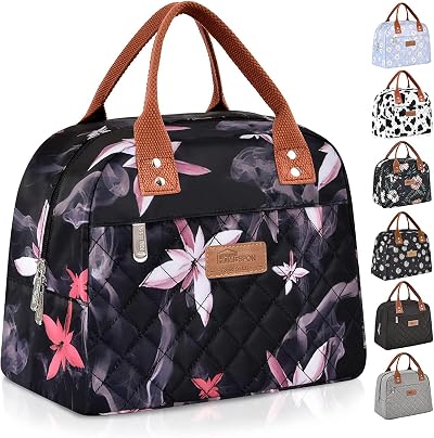 HOMESPON Insulated Lunch Bag for Women Men Pink Flowers Large Capacity