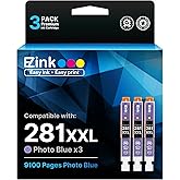 E-Z Ink Compatible Ink Cartridge Replacement for Canon CLI-281XXL CLI 281 XXL to use with PIXMA TS8320 TS8220 TS8120 TS9120(Photo Blue,3 Pack)