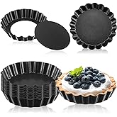 Tessco 16 Pieces Mini Tart Pans with Removable Bottom Nonstick Quiche Pan Mini Pie Pans Mini Tart Pans Bakeware Mold Fluted S