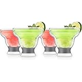 Host Freeze Margarita Cooling Cups, Freezer Gel Chiller Double Wall Plastic Frozen Cocktail Glass, Set of 4, Grey