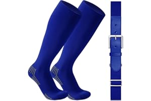 WERFORU Baseball Socks and Belt Combo For Youth and Adult-Boys Softball Socks with Adjustable Belt