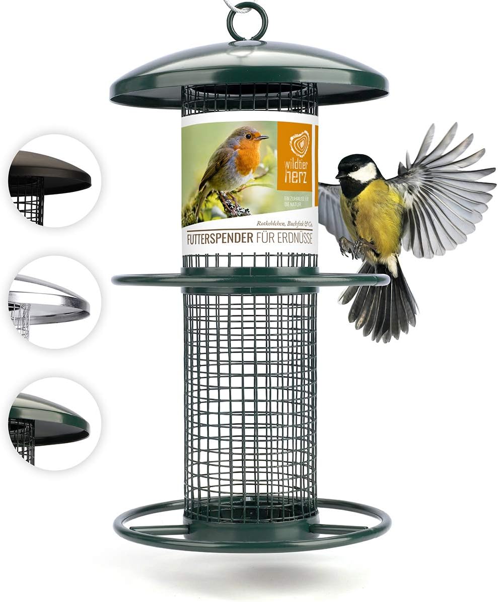 10″ bird feeder green 5 year guarantee peanut feeder, rustproof