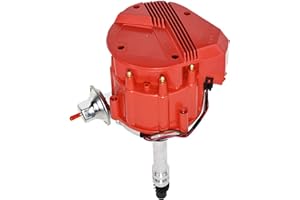 A-Team Performance - HEI Distributor 65K Coil 7500 RPM - Compatible with Chevrolet GM GMC SBC BBC 262 265 267 283 302 305 307 327 350 383 400 SBC & 396 427 454 - Super Red Cap
