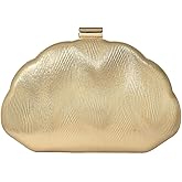 Milumia Women's Metallic Shell Clutch Purse Cocktail Wedding Guest Evening Handbags with Chain Strap