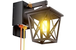 Ehaho Porch Lights with Outlet, Dusk to Dawn Outdoor with Outlet Built-in, Waterproof Anti-Rust Aluminum Outside Light with GFCI Outlet, Wall Sconce Light with Plug for Front Door (Black 1PC)
