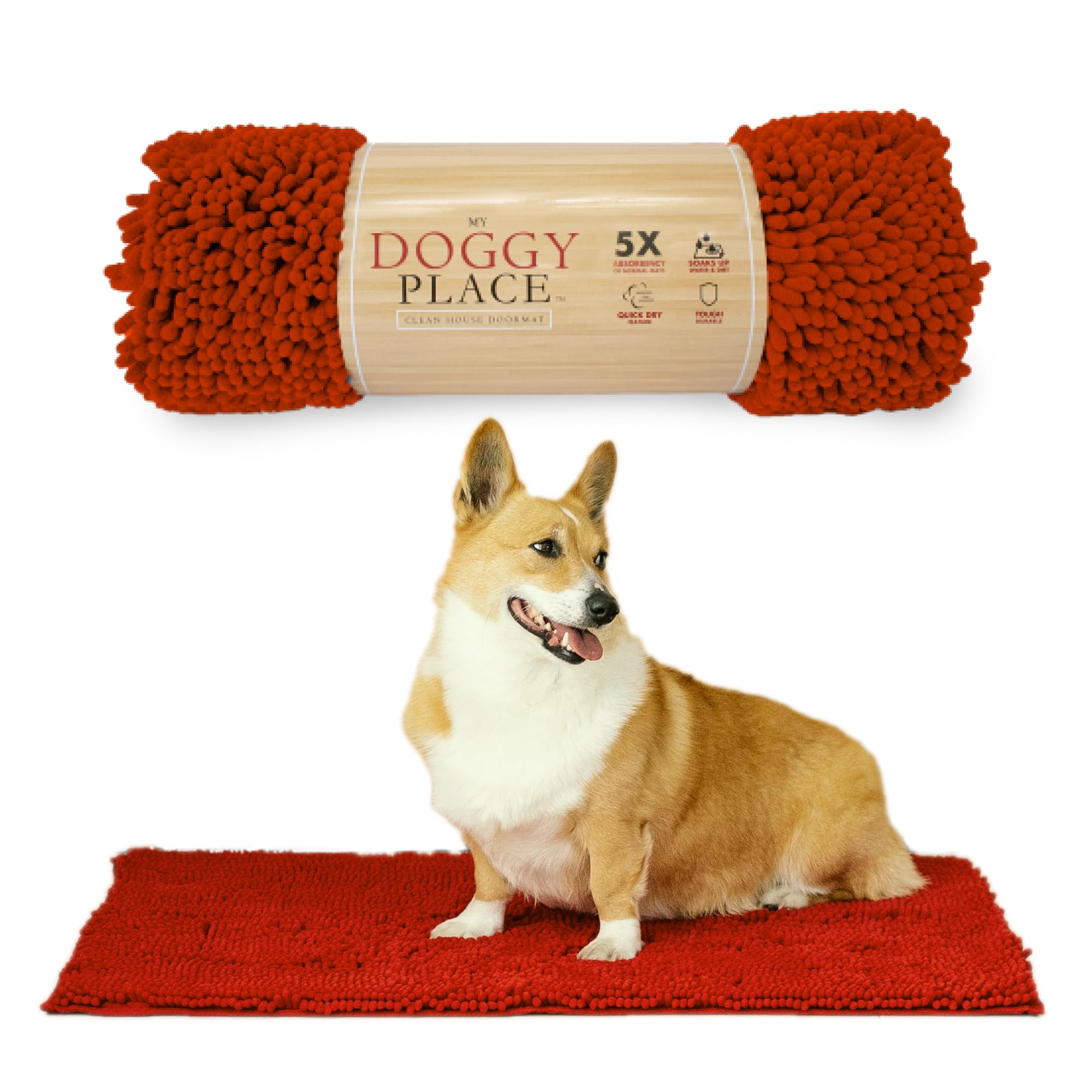 My Doggy Place Microfiber Dog Door Mat Medium (31" x 20") Red