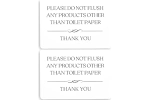 GLOBE ROCKET Do Not Flush Toilet Sign 2-Pack (White Acrylic 5 x 3.5 in) - Do Not Flush Anything Except Toilet Paper - Do Not Flush Feminine Products Sign - Bathroom Signs for Business - Restroom Sign - Airbnb