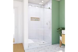DreamLine Enigma-X 44-48 in. W x 76 in. H Fully Frameless Sliding Shower Door, Polished Stainless Steel