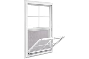 COLORPAPA Vinyl Single Hung Window, 24" x 36" Household Sliding Window with Double-Pane Insulated Tempered Glass, Lower Tilt Sash Screen Included Window for House, Mobile Home (White)