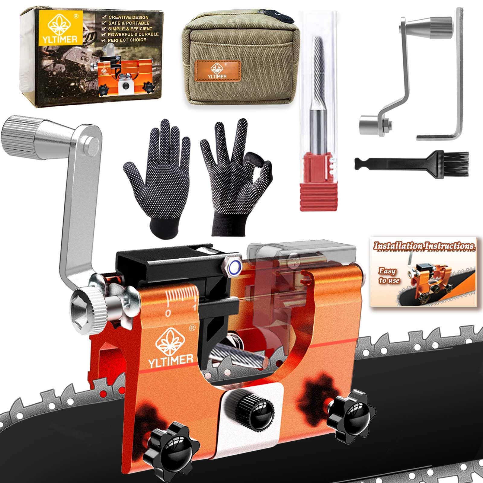 YLTIMER Chainsaw Sharpener, Portable Chain Saw Sharpener Tool with ...