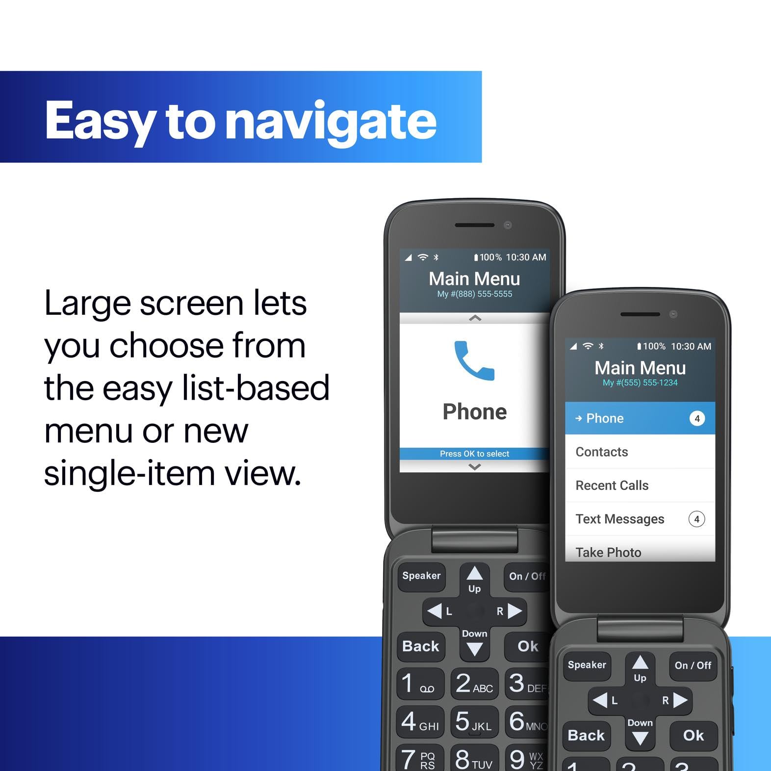 Lively Jitterbug Flip2 - Flip Cell Phone for Seniors - Not Compatible with Other Wireless Carriers- Must Be Activated Phone Plan- Graphite