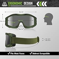 VOZAPOW Airsoft Goggles Anti Fog with ANSI Z87.1