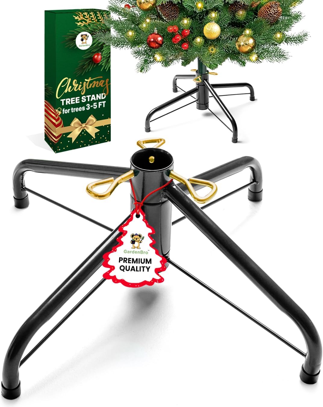 Tree Stands - Artificial Christmas Tree Stand Replacement For Trees Up To 5 Feet Tall - Foldable Metal Christmas Tree Stand Artificial Tree Base 18-inch Diameter - Securely Fits 0.5-1.35 Inch Poles [Black,18