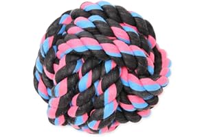 MAMMOTH PET PRODUCTS Mammoth Flossy Chews Monkey Fist Ball Premium Cotton-Poly Rope Dog Chew Toy & Fetch Toy for Small to Medium Dogs - Large 4.75' - Assorted Colors
