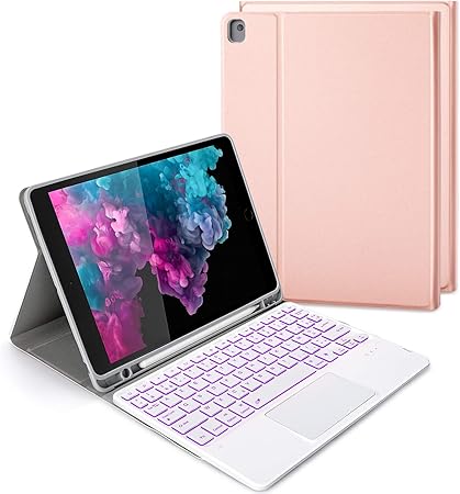 Jelly Comb Bluetooth Keyboard Case With Touchpad For Ipad 10 2 2019 And 2020 Ipad Air 3 Ipad Pro 10 5 Backlit Azerty Keyboard With Touchpad Case For Ipad 7th 8th Generation Champagne