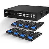 OREI 8x8 HDMI Extender Matrix 4K@60Hz 400ft HDBaseT PoC IR CEC EDID RS-232 | HDBaseT 8x8 Matrix Extender, HDMI Matrix Ethernet &ndash; 18Gbps, Dolby Vision, Audio De-Embedding, Web GUI, OLED Display