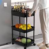 DUOJIN 3 Tier Rolling Utility Cart with Lockable Wheels & Mesh Baskets view 4