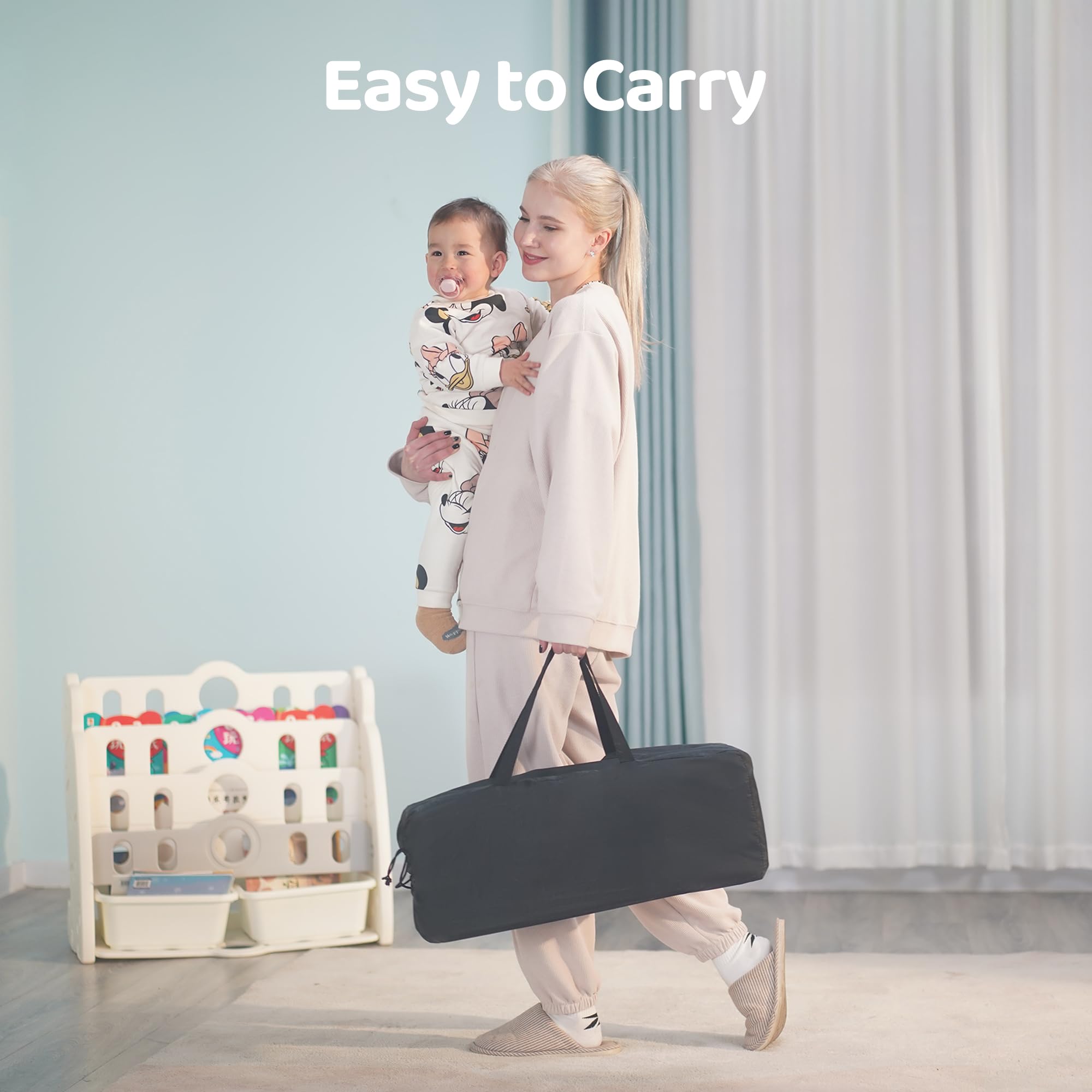 Pamo babe Travel Crib Lightweight Playpen Baby Playard with Bassinet Portable Mini Playard