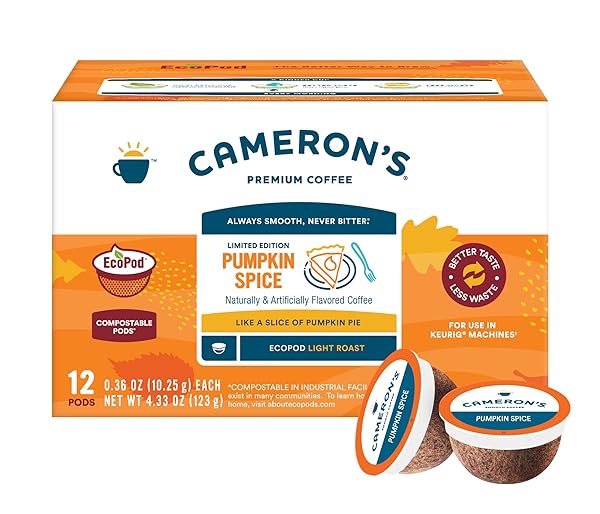 CAMERON’S COFFEE HOLIDAY SINGLE SERVE PODS, FLAVORED, PUMPKIN...