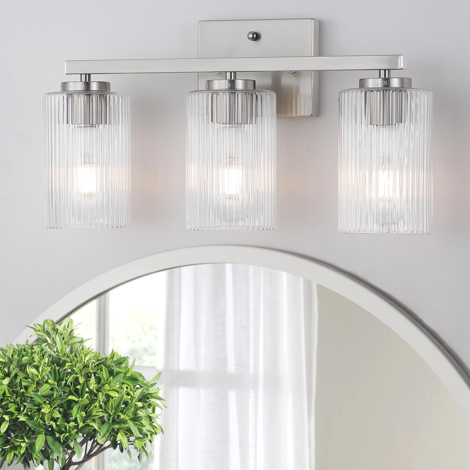 huong son 3 Light Brushed Gold Bathroom Vanity Light Over Mirror ...