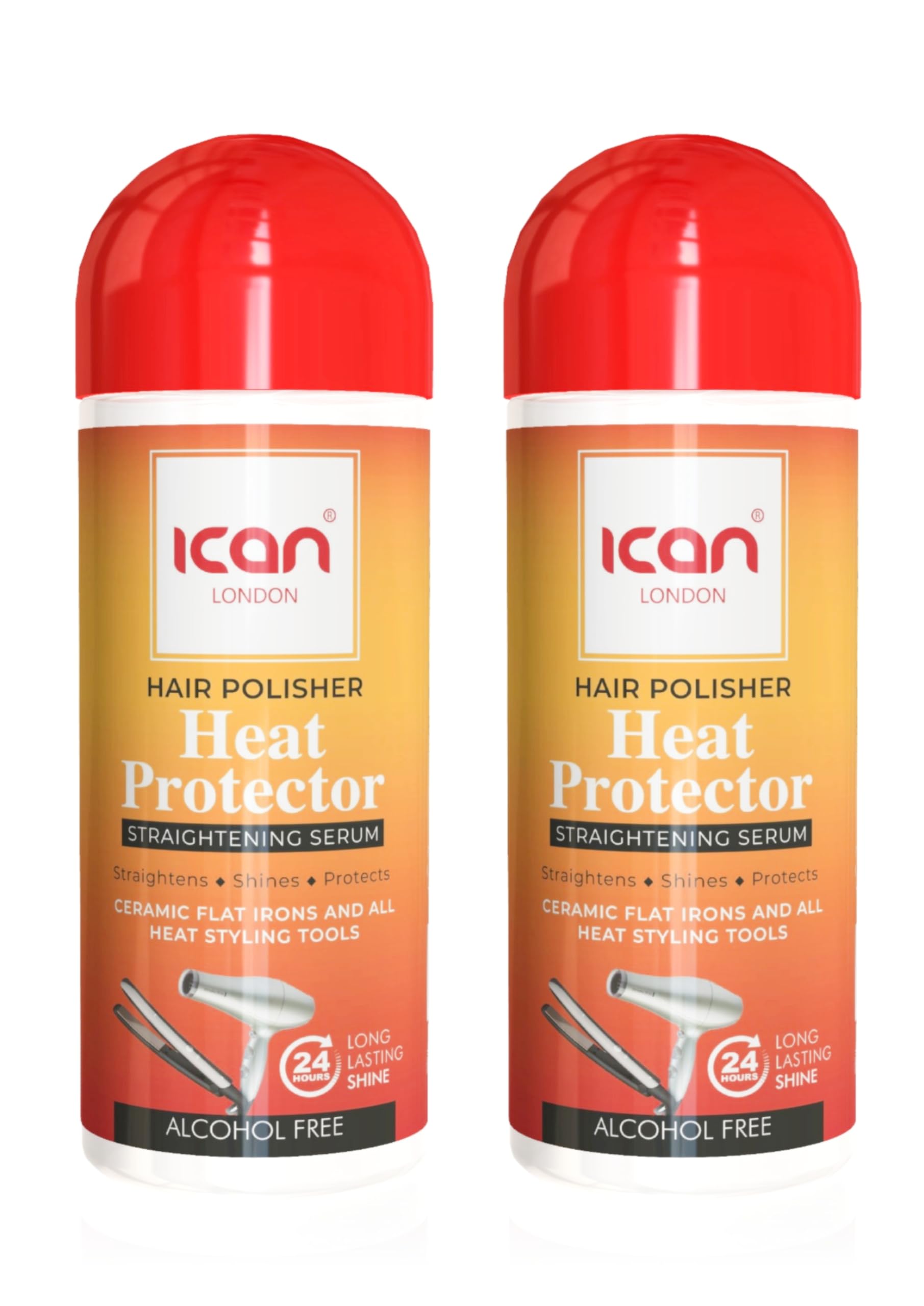 Ican London Hair Polisher Heat Protector Straightening Serum, 2 X 207ml, Alcohol Free