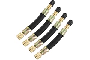 X AUTOHAUX 4pcs Tire Valve Extension Stem Adaptor Tool Flexible Dual Valve Stem Extender Pipes 10cm / 3.9" for Car Truck Bike Trailer RV Portable Air Compressor
