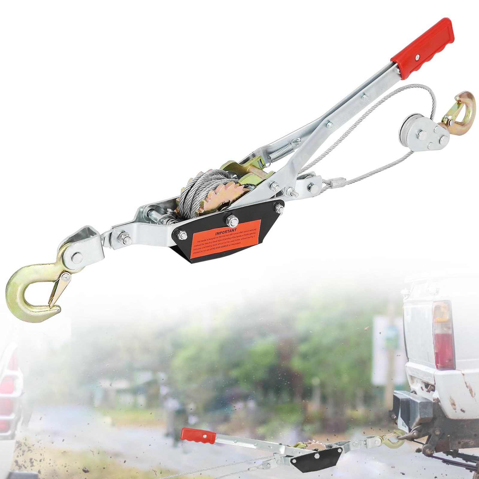 Come Along Lier Heavy Duty - 4 ton Power Puller Hand Lier met Kabel en Katrol - Kom Come Along Lier Heavy Duty - 4 ton Power Puller Hand Lier met Kabel en Katrol - Kom