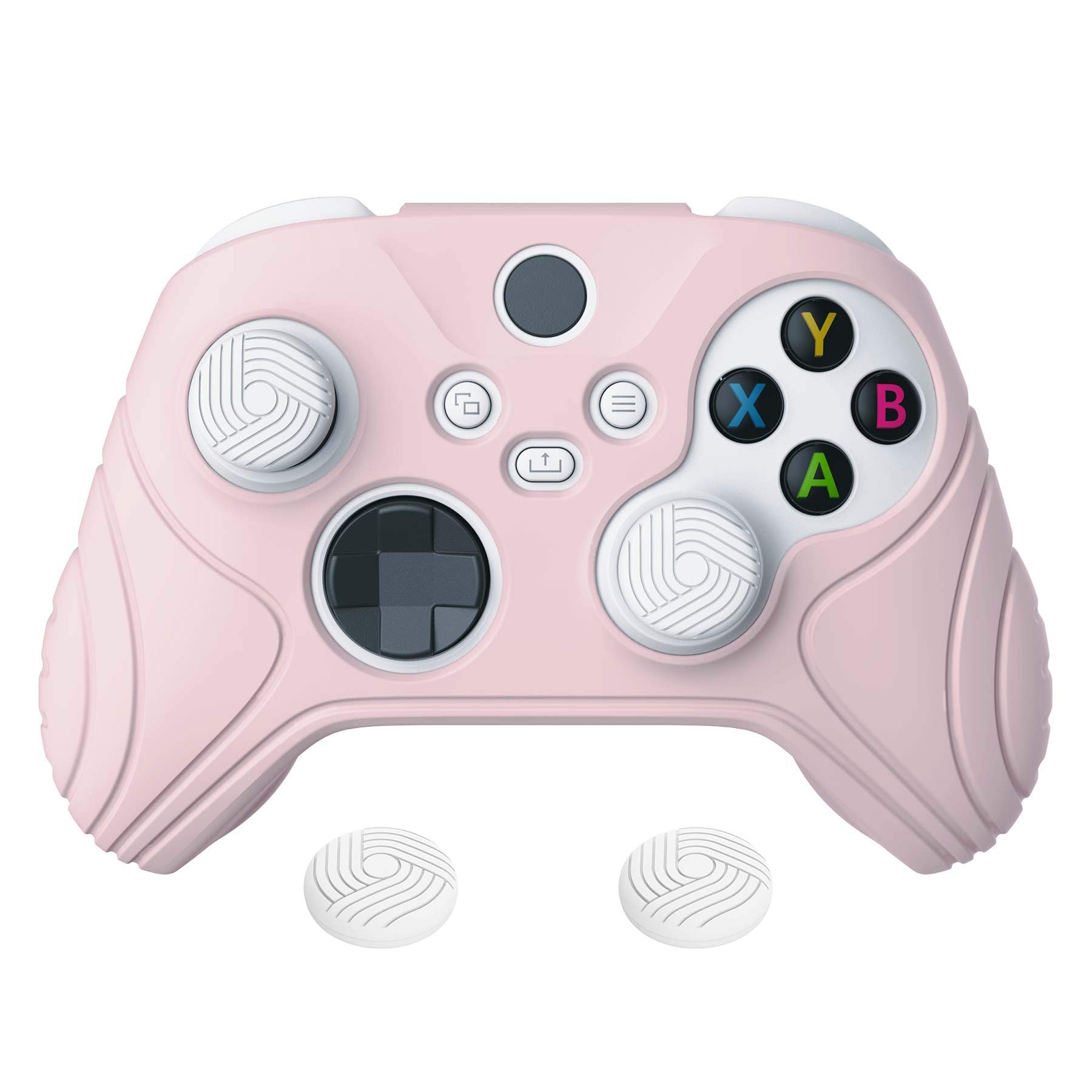 eXtremeRate PlayVital Samurai Edition Cherry Blossoms Pink Anti-slip Controller Grip Silicone Skin for Xbox Core Controller, Ergonomic Protective Case for Xbox Series S/X w/Thumb Grips