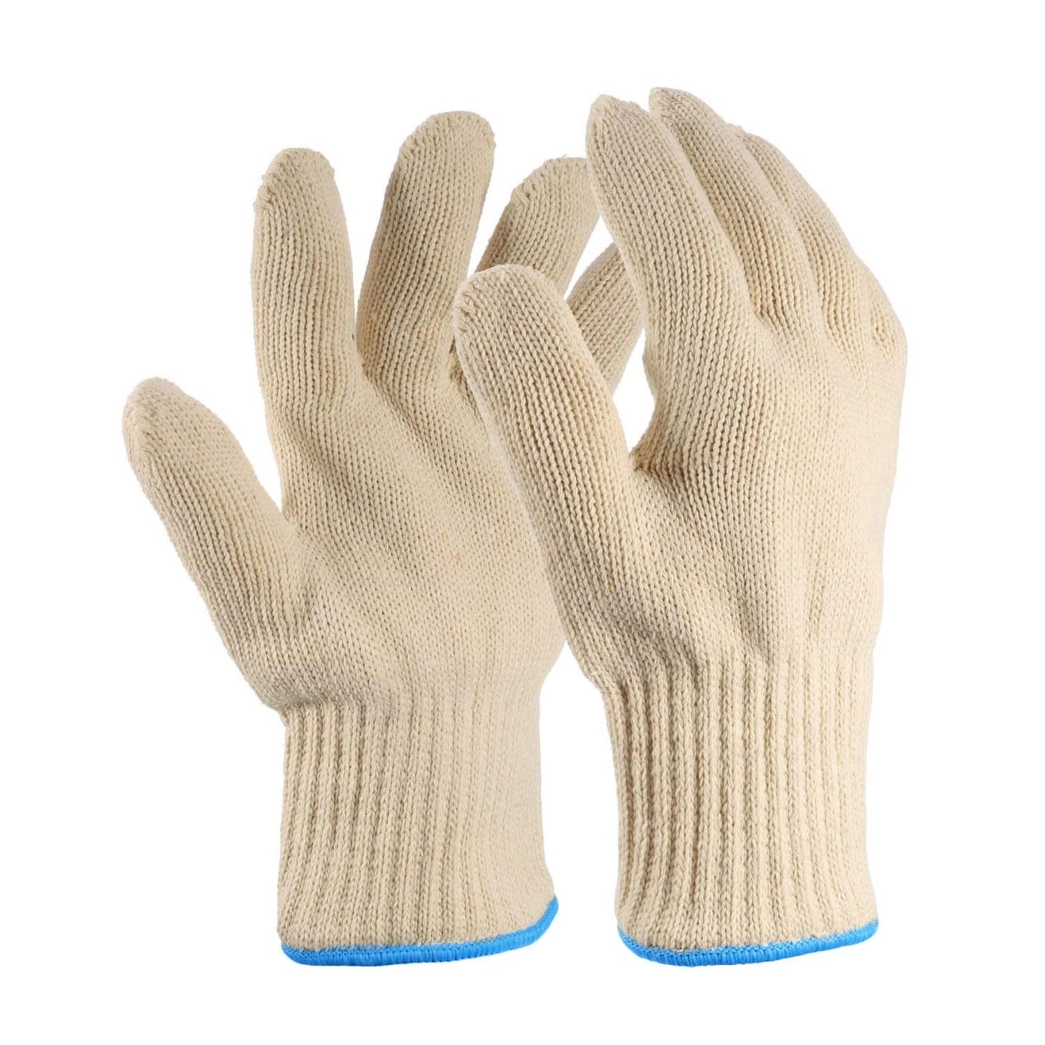 JZK Heavy Duty Large Oven Gloves with Fingers, Heat Resistant Knitted Cotton for Air Fryer, Barbecue, Gardening