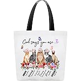 BXVRT Christian Canvas Tote Bags for Women, God Says You Are Unique Themed Bible Verse Shoulder Bags, Inspirational Gift for Women Friends Colleagues, Floral And Cat Reusable Shopping Bags -16