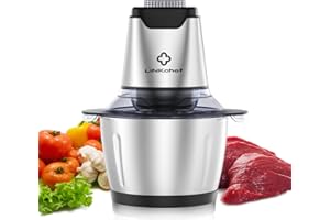 LINKChef Food Chopper, 5 Cup Food Processor Mini Electric, 1.2L 250W Meat Grinder with 4 Bi-Level Blades, Stainless Steel Mincer for Kitchen, Vegetable, Onion, Garlic, Salad, Baby Food, Fruit, Nuts