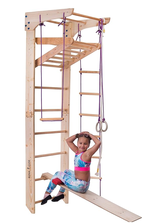 Klettergerüst Für Kinder - Sprossenwand Mit Rutsche & Schaukel In Weiß