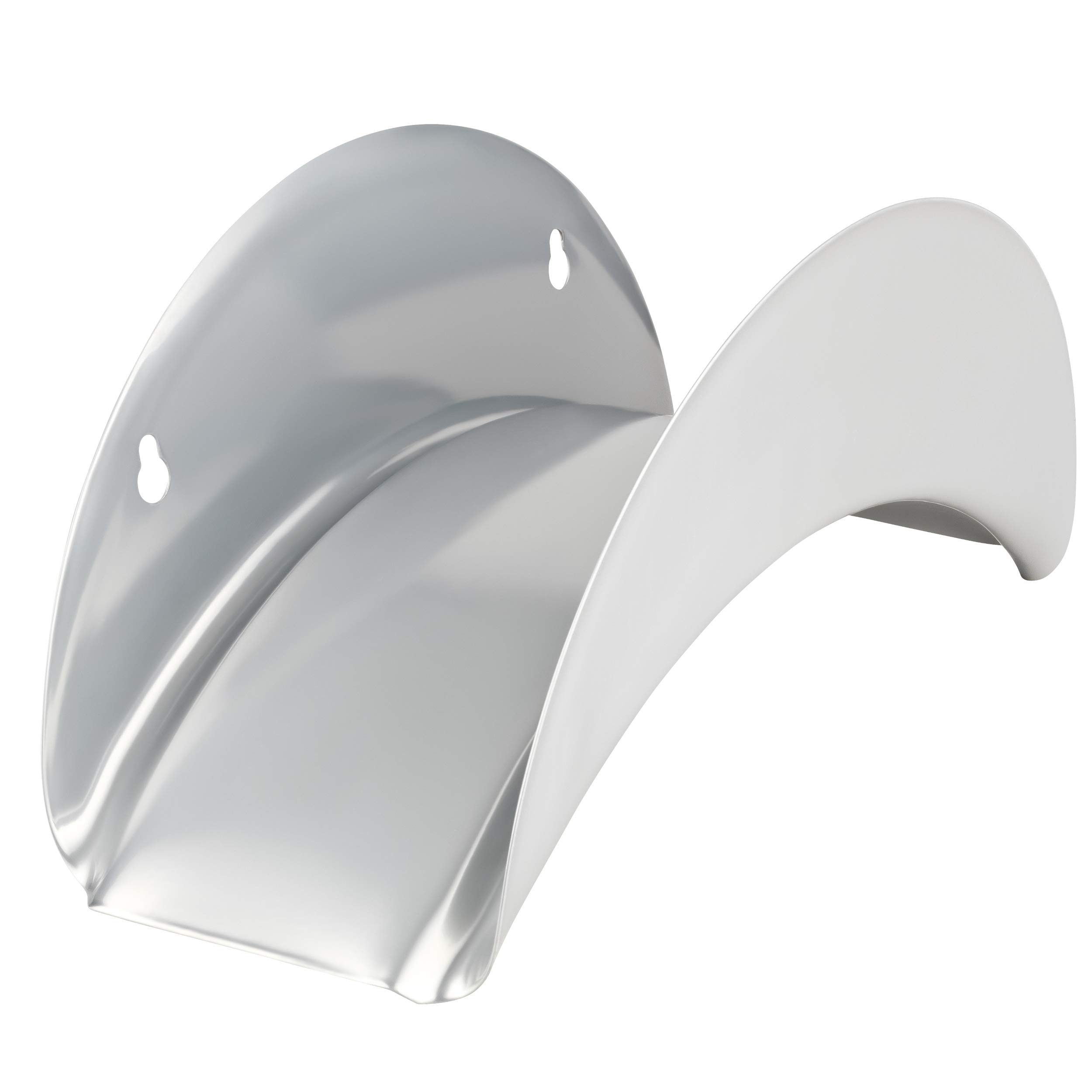 GardenMate silver wall mounted hose hanger for a 25m long ½ inch hose, made from weather-resistant powder-coated metal