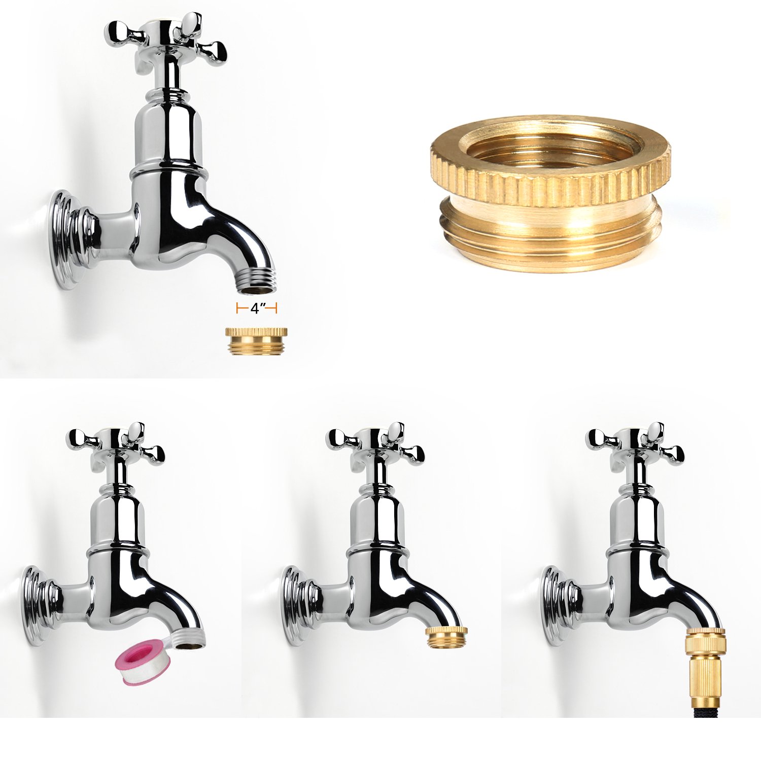 Garden Hose, Fivanus 50ft Portable Flexible Expandable Water Hose with 8 Pattern Spray Nozzle with Double Latex Core, Solid Brass Connector and Extra Strength Fabric for Car Garden Hose Nozzle, Free Storage Bag