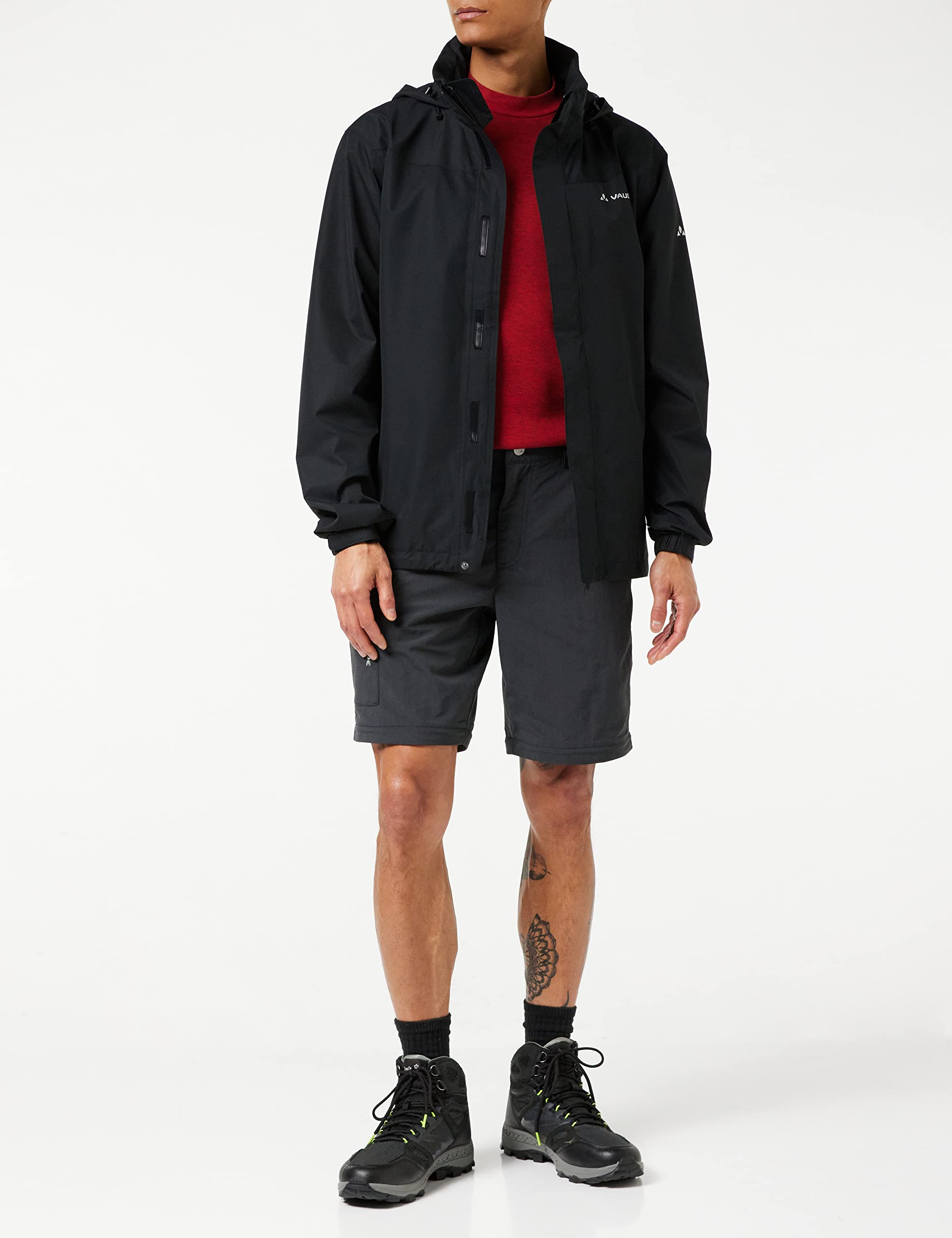 VAUDE Escape Bike Light Regenjacke Herren – Fahrradjacke wasserdicht atmungsaktiv winddicht, 2-Lagen mit verstaubarer Kapuze, black,L 3