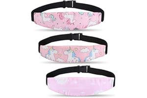 XTHUGE Baby Carseat Head Support,Car seat Straps Pillow Support Ban,Stroller Neck Relief Strap Headrest,Slumber Sling Sleep Positioner for Toddler Infants Child Children Kids(Pink Unicorn + Clouds)