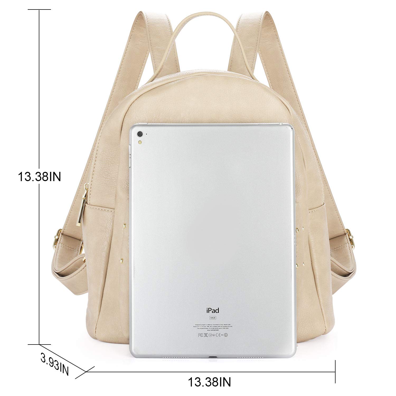 Backpack Purse for Women, Manificent Small PU Leather Backpack for Women Fashion Waterproof Cute Purse Backpack with Tassel, Dark Beige