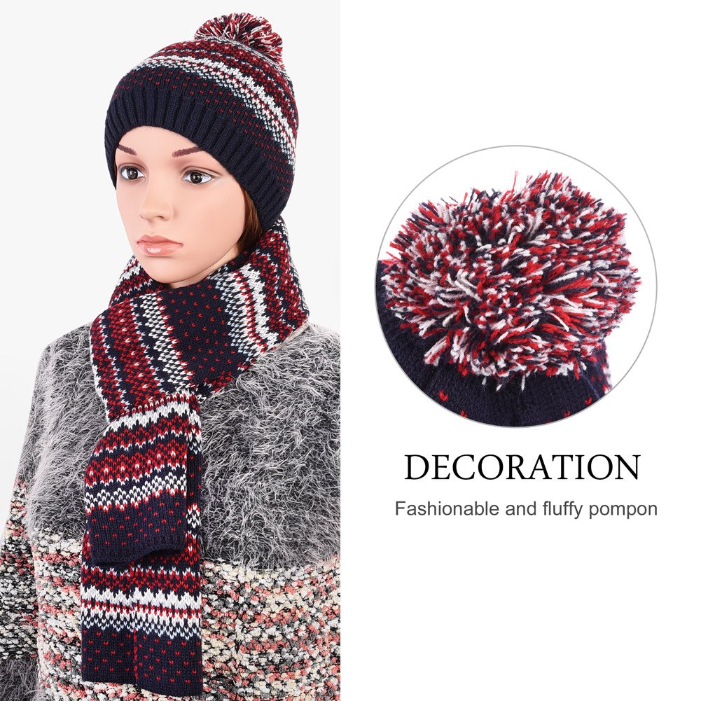 Vbiger Wintermütze klassische Beanie Mütze Damen Mütze und Schal Warm Strickmütze und Strickschal 2 PCS, Mehrfarbig, Einheitsgröße