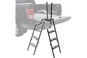 LDETXY Universal Tailgate Ladder for Pickup, 42" Heavy Duty Foldable Rotatable Pickup Truck Bed Tailgate Ladder with Handrail Non-Slip Wide Pedal Pickup Truck Step (F150/Raptor/Ranger/Tacoma/Ram1500)
